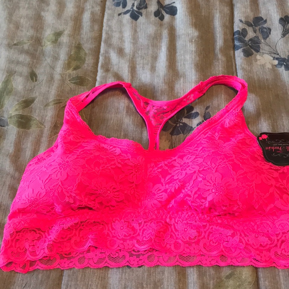 Pink lace bra